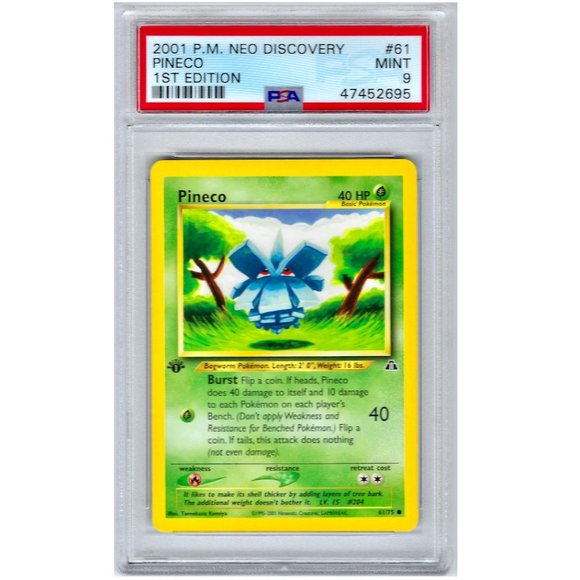 PSA 9 Pineco Mint 61/75 Neo Discovery 1st Edition 2001 Pokémon 47452695 - Picture 1 of 2